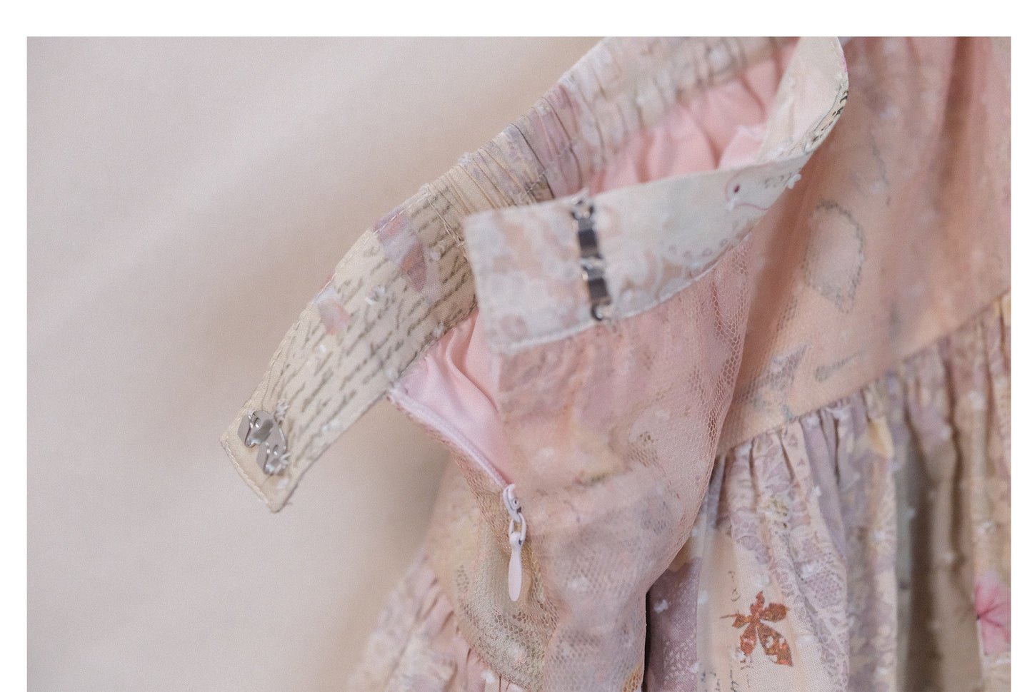 Rosé Isle Little Island Postman Retro Print Patchwork Design Lace Trim Decorated Skirt