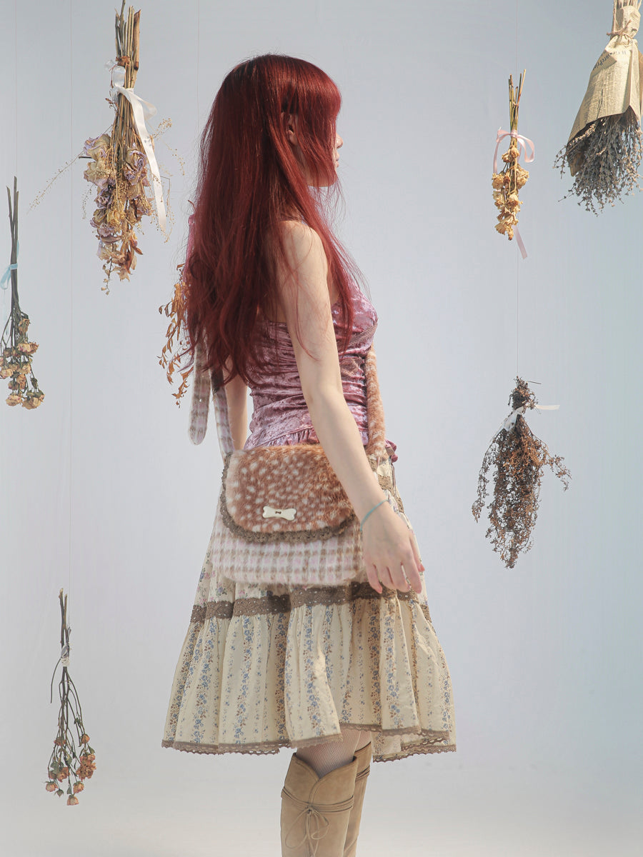 【rose island】City Elf Floral patchwork skirt