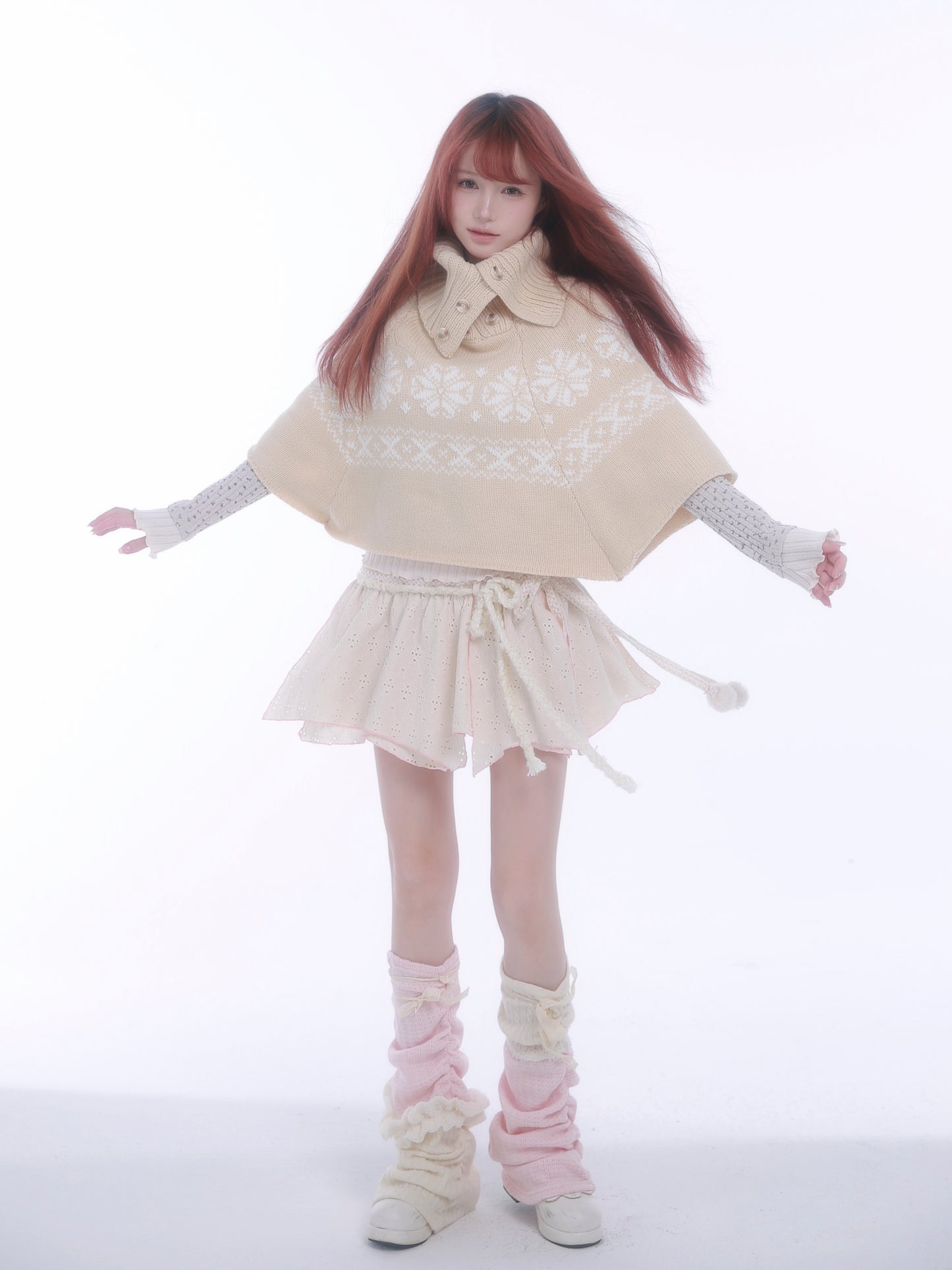 【rose island】City Elf Series Snowflake Totem High Collar Knitted Cloak