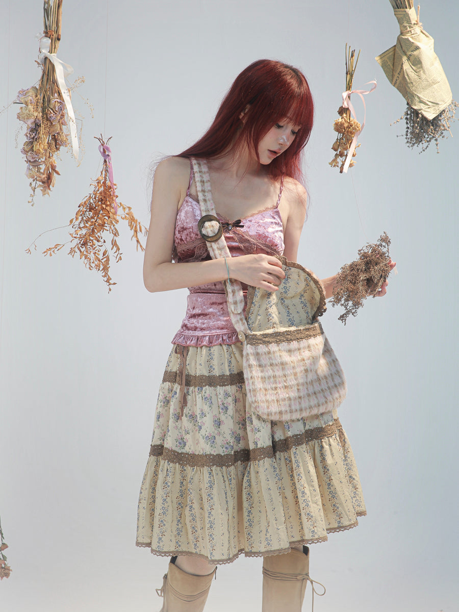 【rose island】City Elf Floral patchwork skirt