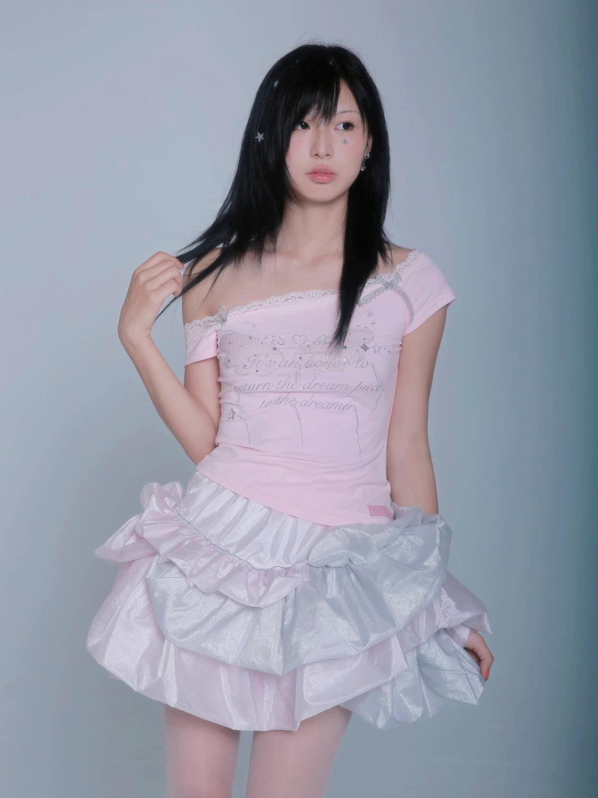 Rose Island Stardust Irregular gauze puffy skirt