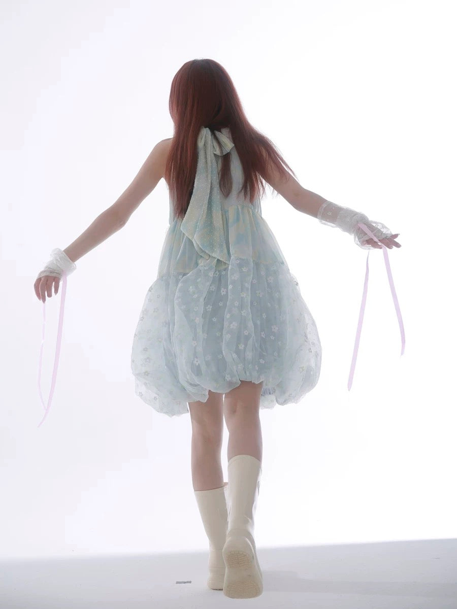 Rose Island Jellyfish Series Blue Sea Fairytale halter-neck dress