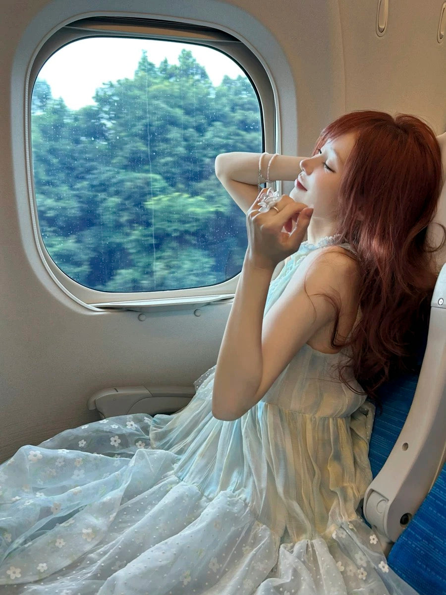 Rose Island Jellyfish Series Blue Sea Fairytale halter-neck dress