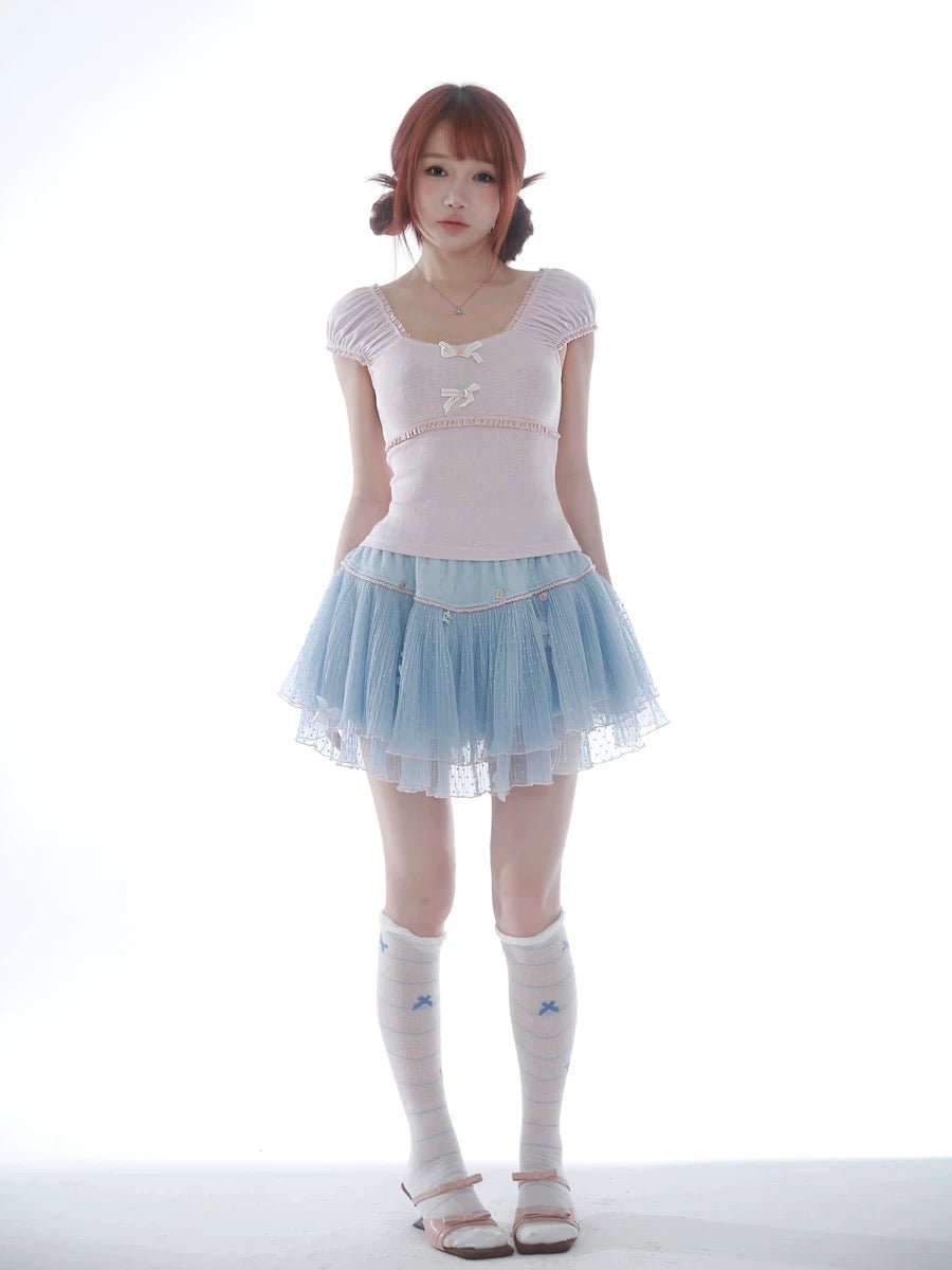 Rose Island Soft Pastel Core Crop Top
