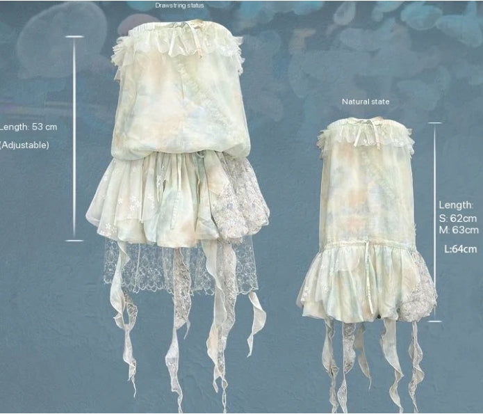 Rose Island Jellyfish Series Tube top fringe Dress