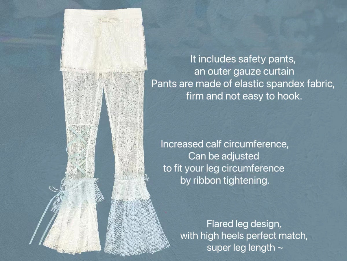 【Rose Island】 Jellyfish Series Irregular patchwork flared Pants