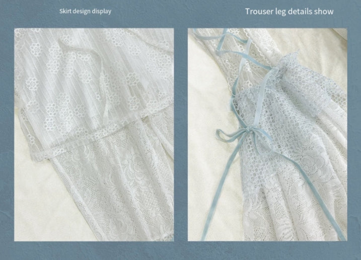 【Rose Island】 Jellyfish Series Irregular patchwork flared Pants
