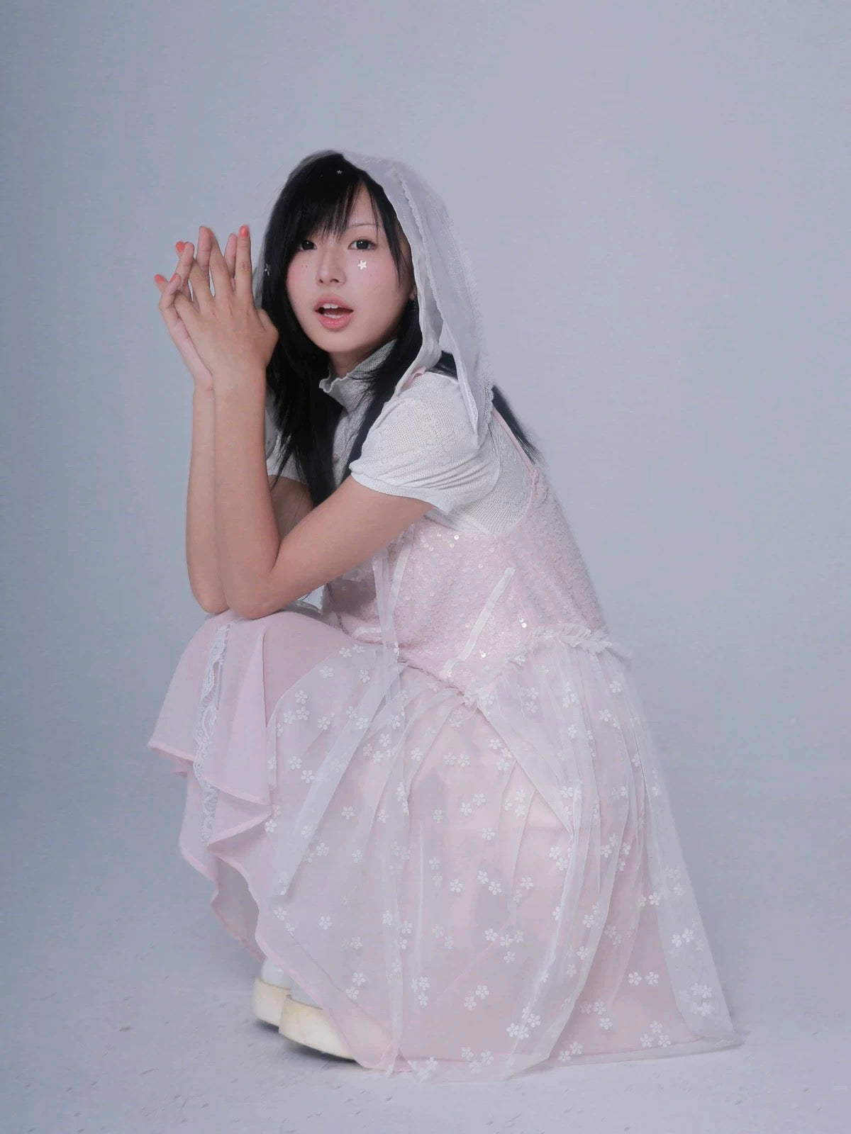 Rose Island Flower River- Patchwork pink gauzy dress