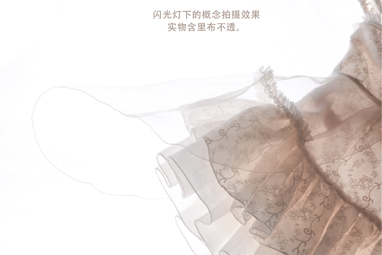 [Rose Island] Silk Wings Vine Embroidery Texture Shoulder-Covering Short Top Transparent Silk Wings