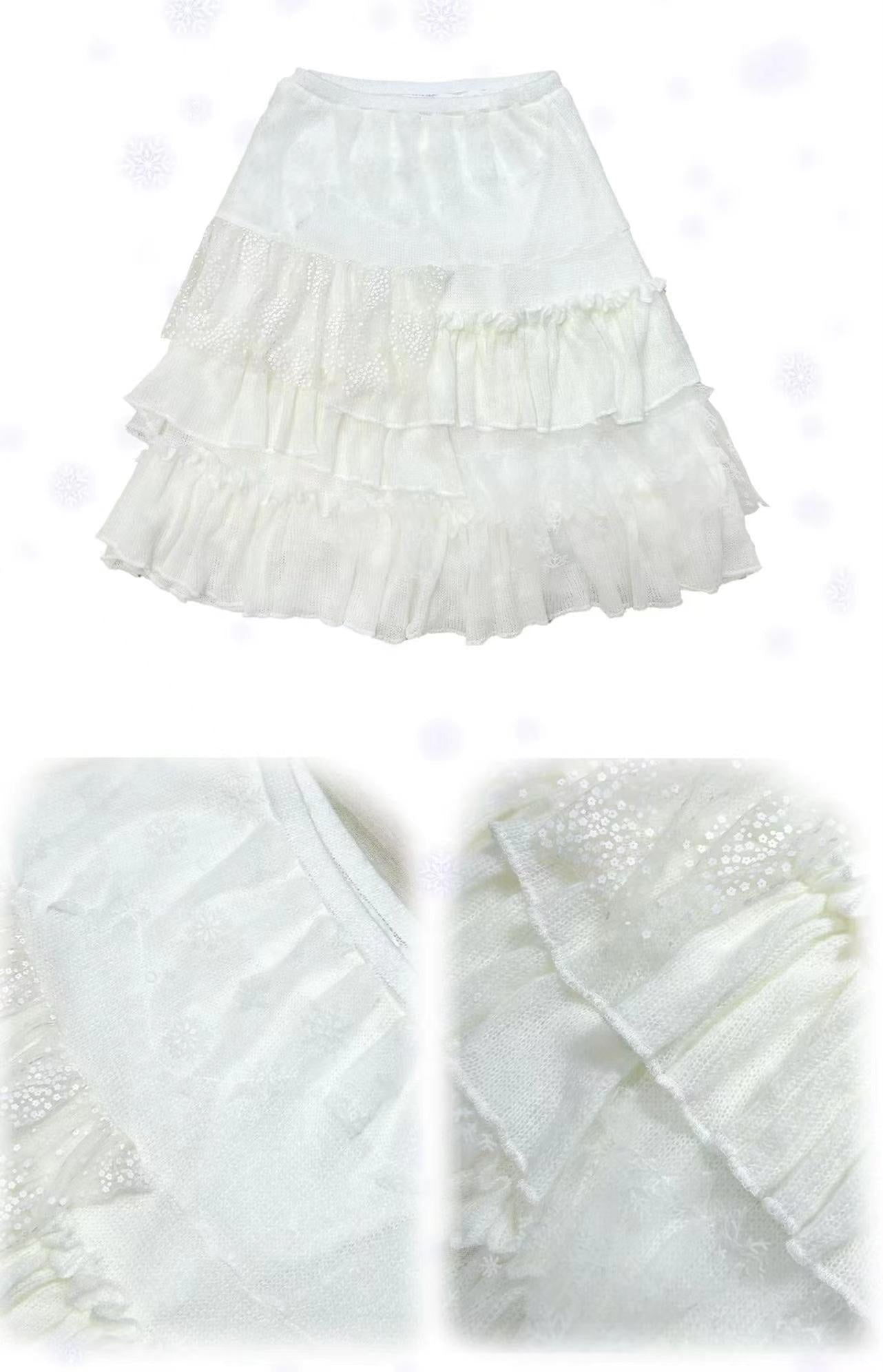 [Rose Island] In My Winter Garden Ruffled Knit Midi Skirt