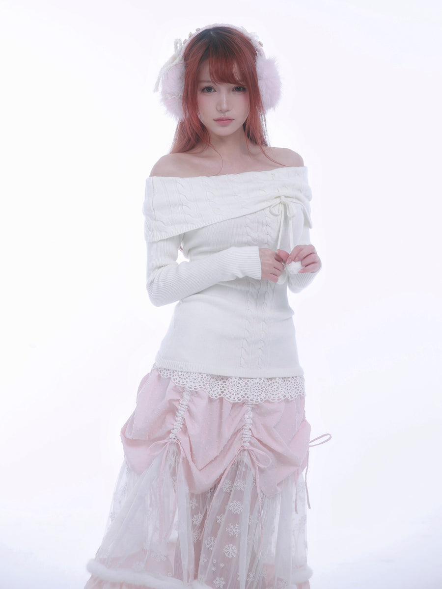 [Rose Island] The White Romance Wool-blend Sweater