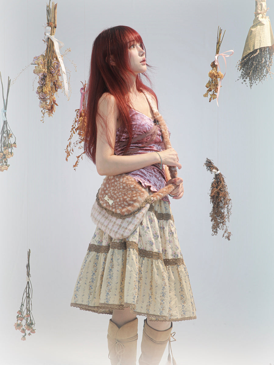 【rose island】City Elf  Floral patchwork skirt
