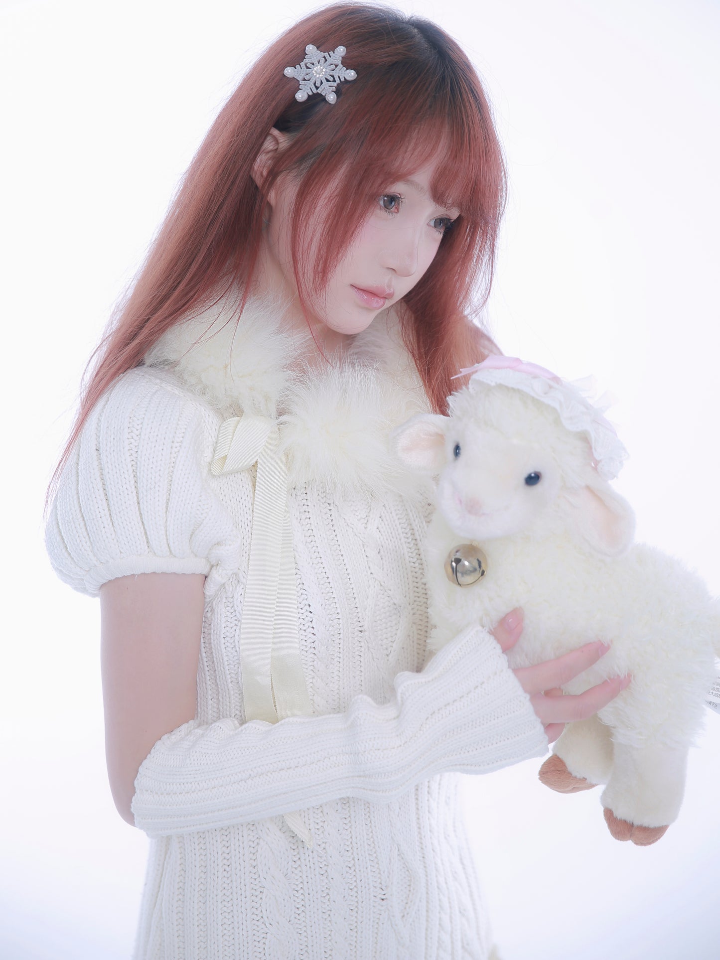 [Rose Island] Soft Sheep Turtleneck short sleeve sweater dress