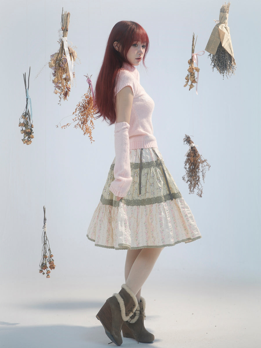 【rose island】City Elf  Floral patchwork skirt