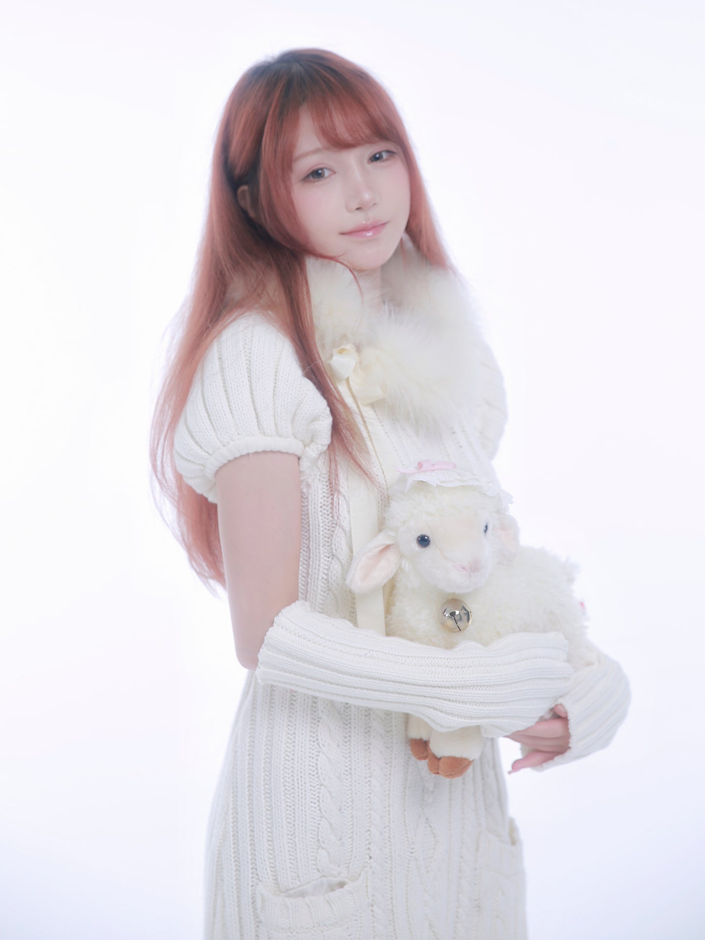 [Rose Island] Soft Sheep Turtleneck short sleeve sweater dress