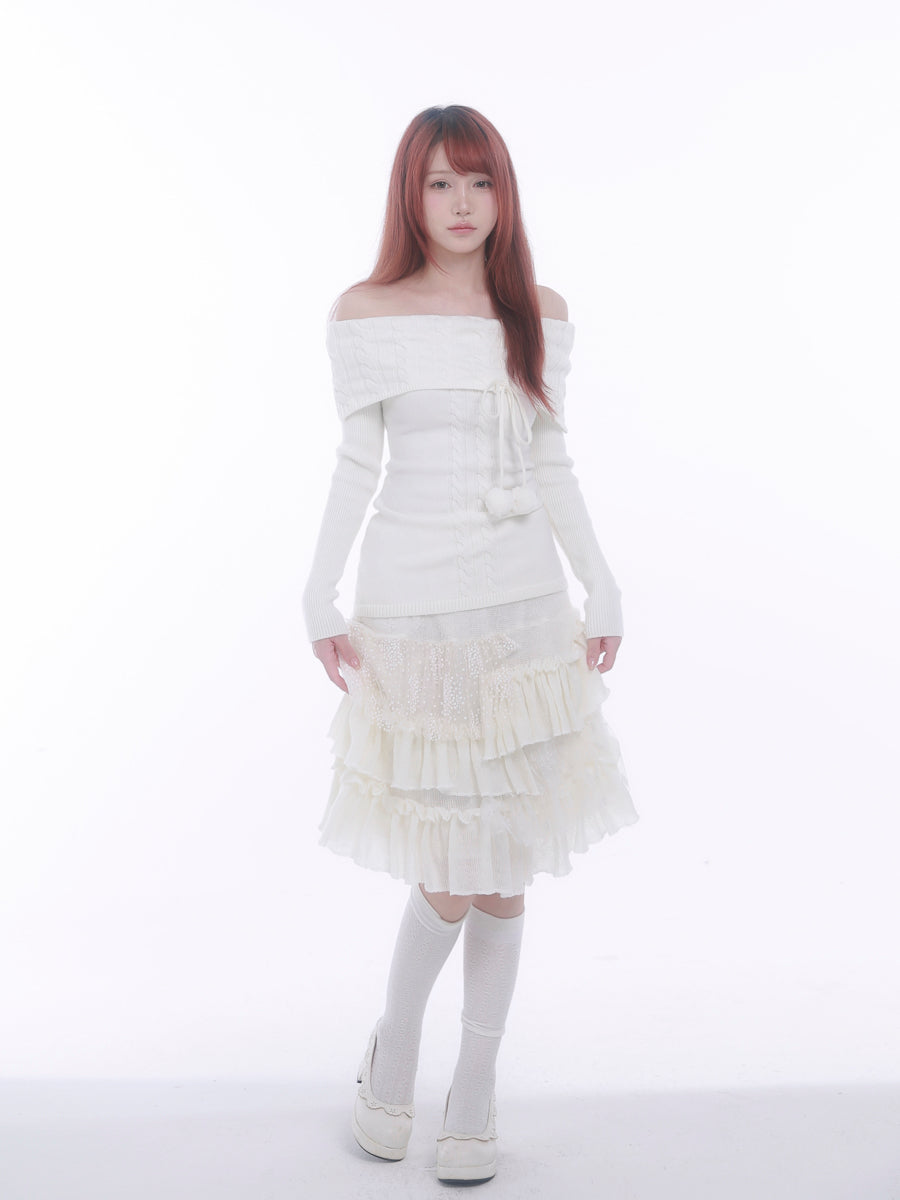 [Rose Island] The White Romance Wool-blend Sweater