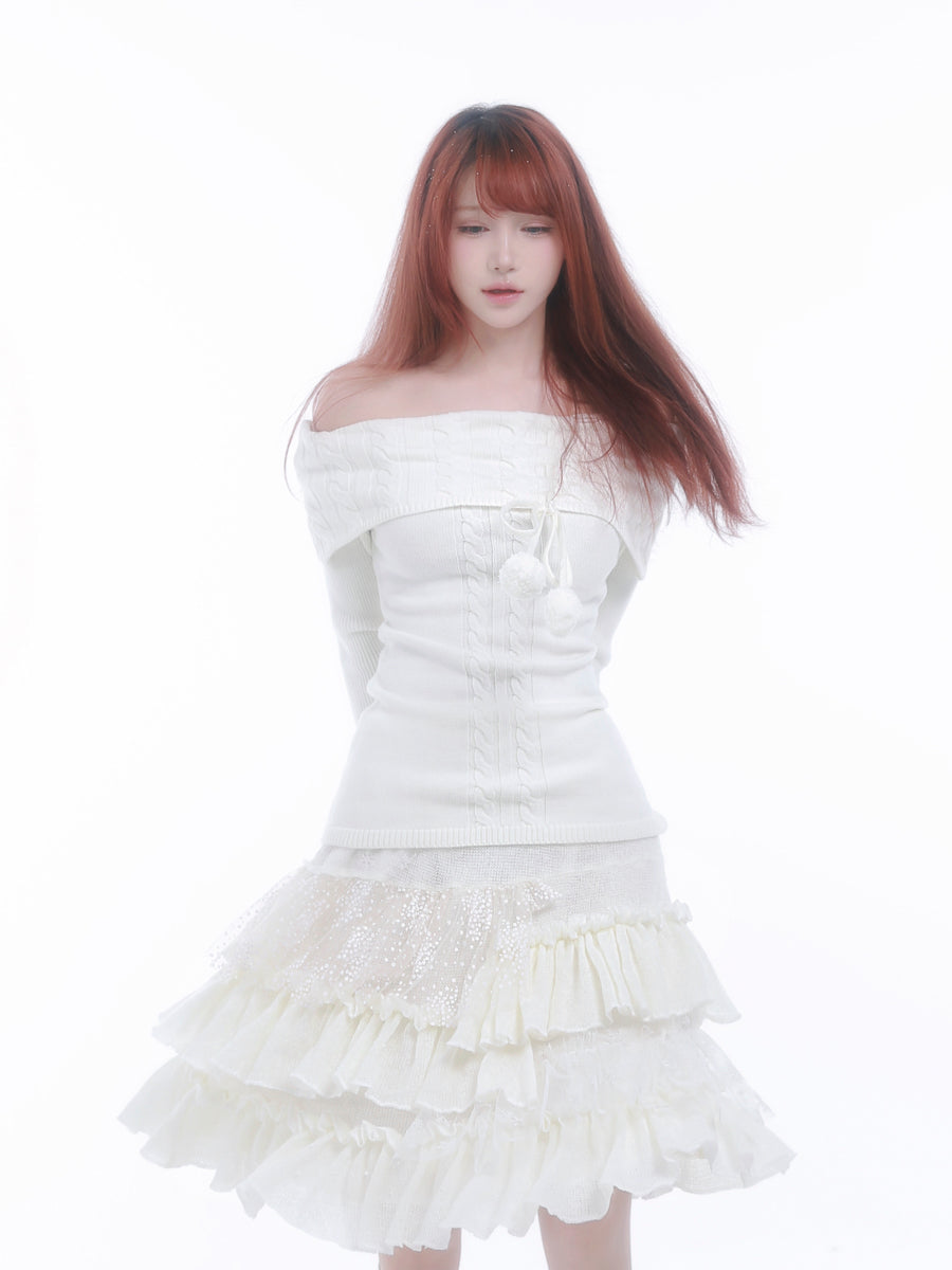 [Rose Island] The White Romance Wool-blend Sweater