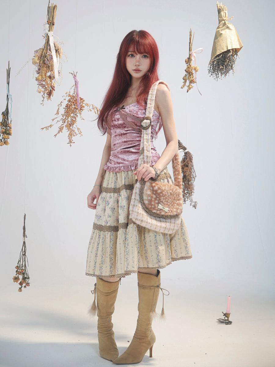 【rose island】City Elf  Floral patchwork skirt