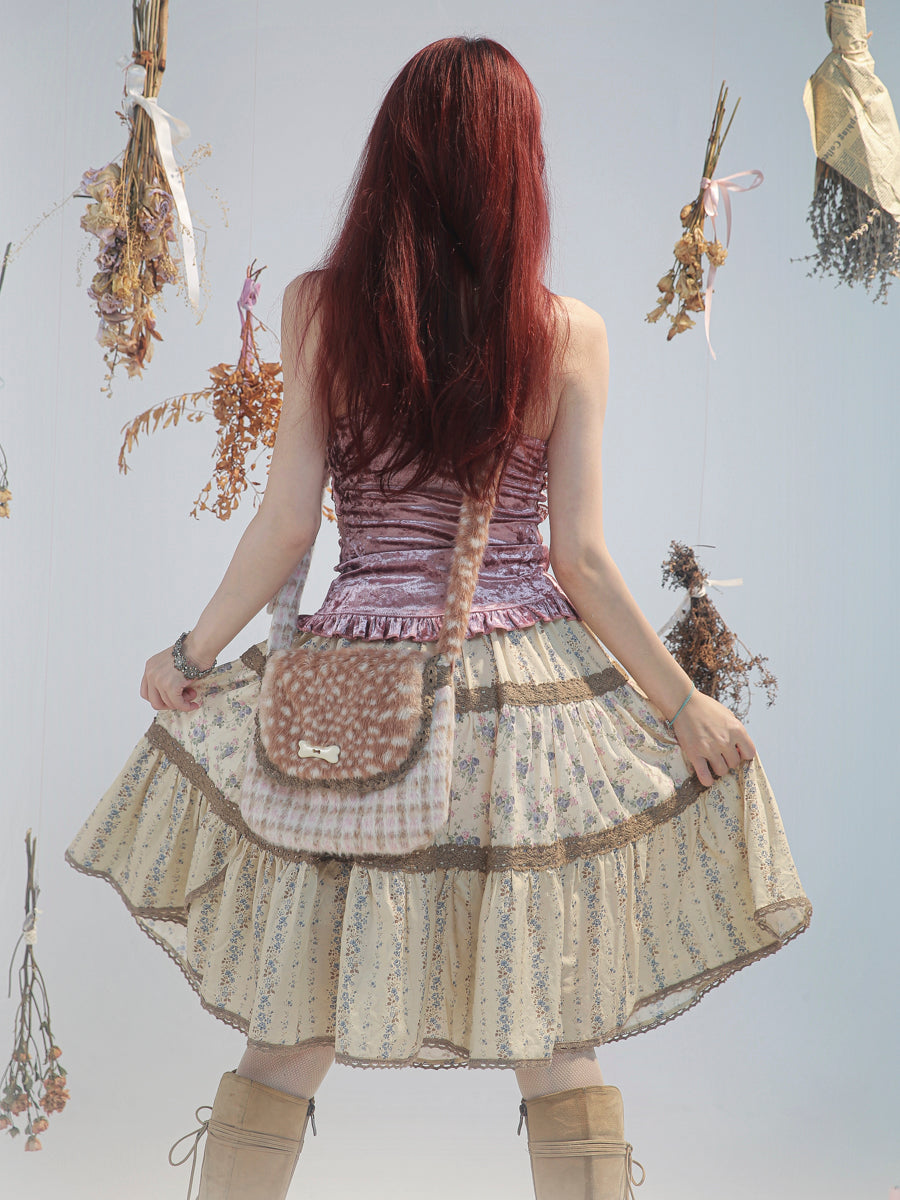 【rose island】City Elf  Floral patchwork skirt