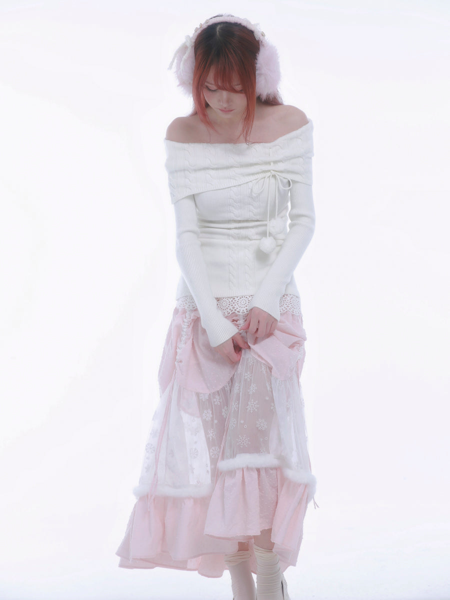 [Rose Island] The White Romance Wool-blend Sweater