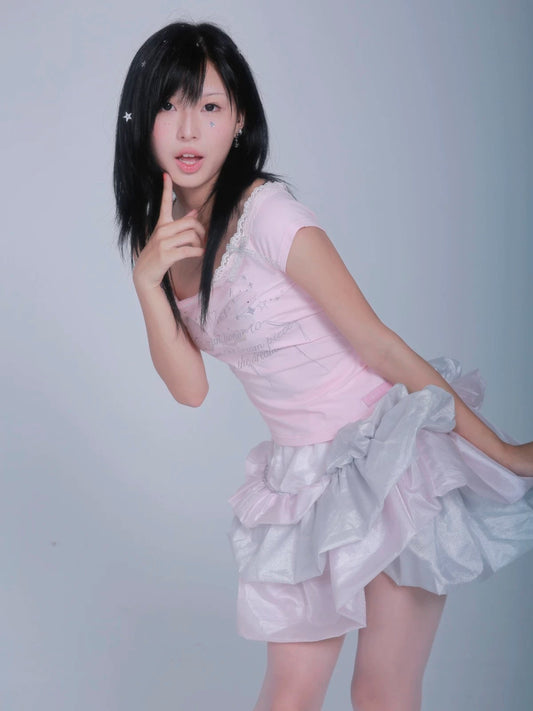 Rose Island Stardust Irregular gauze puffy skirt