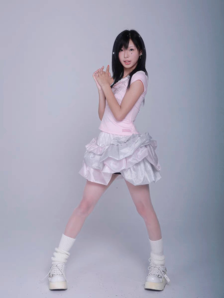 Rose Island Stardust Irregular gauze puffy skirt