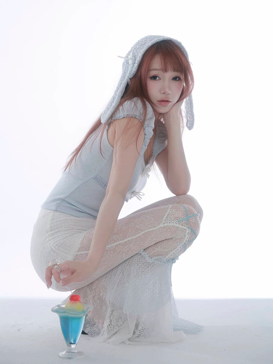 【Rose Island】 Jellyfish Series Irregular patchwork flared Pants