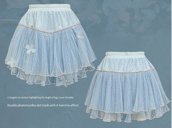 Rose Island Blue sea fairycore mini skirt with inner shorts