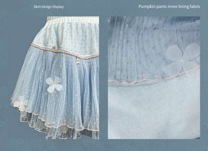 Rose Island Blue sea fairycore mini skirt with inner shorts