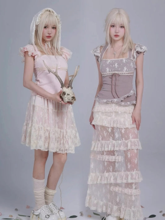 Rose Island AW24 Elf Guardian - Cottage Fairy Core Crop Top