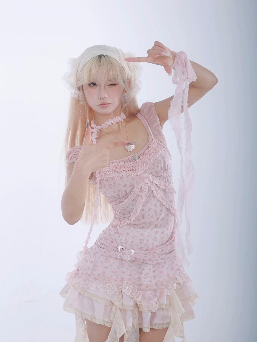 Made of sugar and dream - Rose Island Floral Crop Top Tank Linne