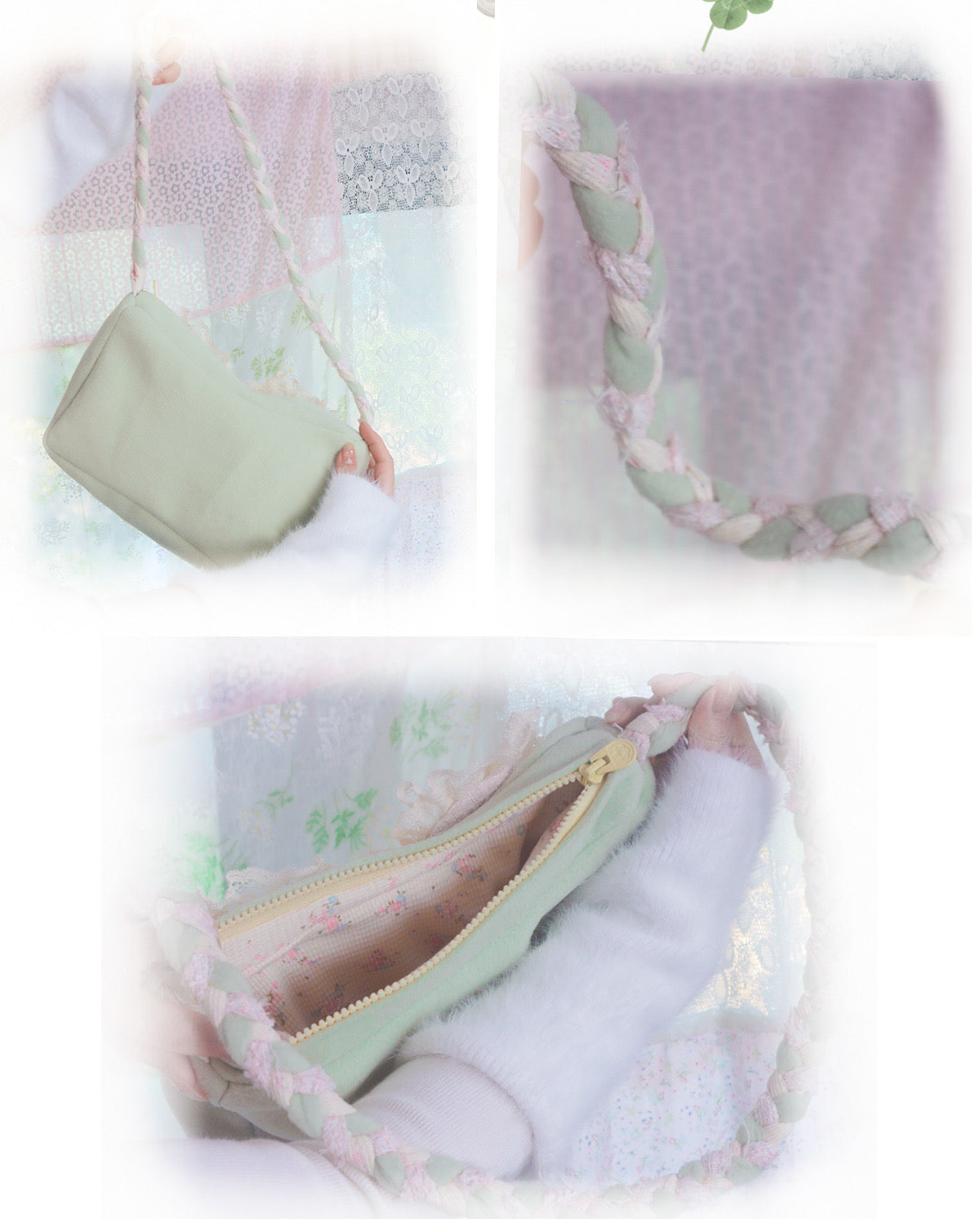 [Rose Island] Spring Butterfly Zipper Shoulder Bag
