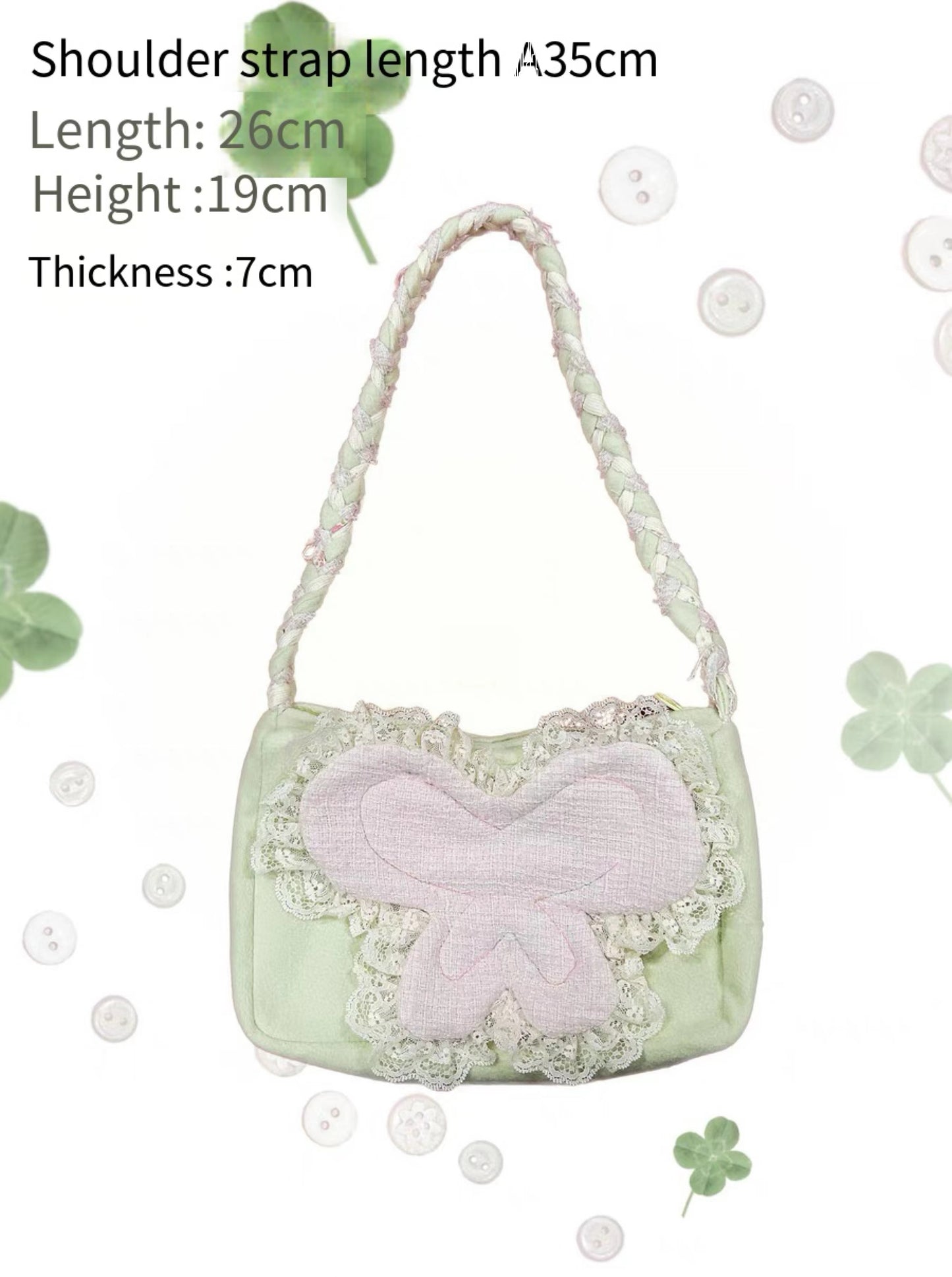 [Rose Island] Spring Butterfly Zipper Shoulder Bag