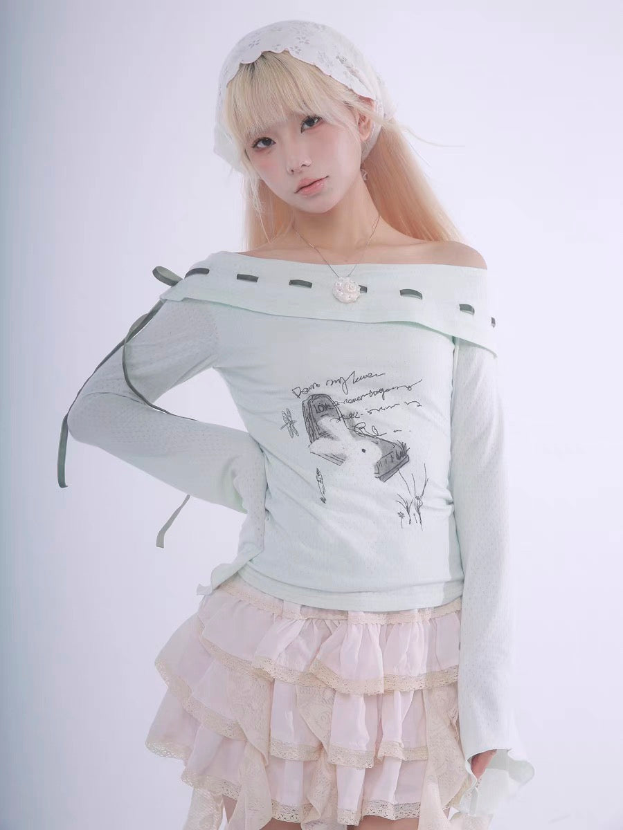 Certified Fairy Bunny Print Cotton Sweat Shirt