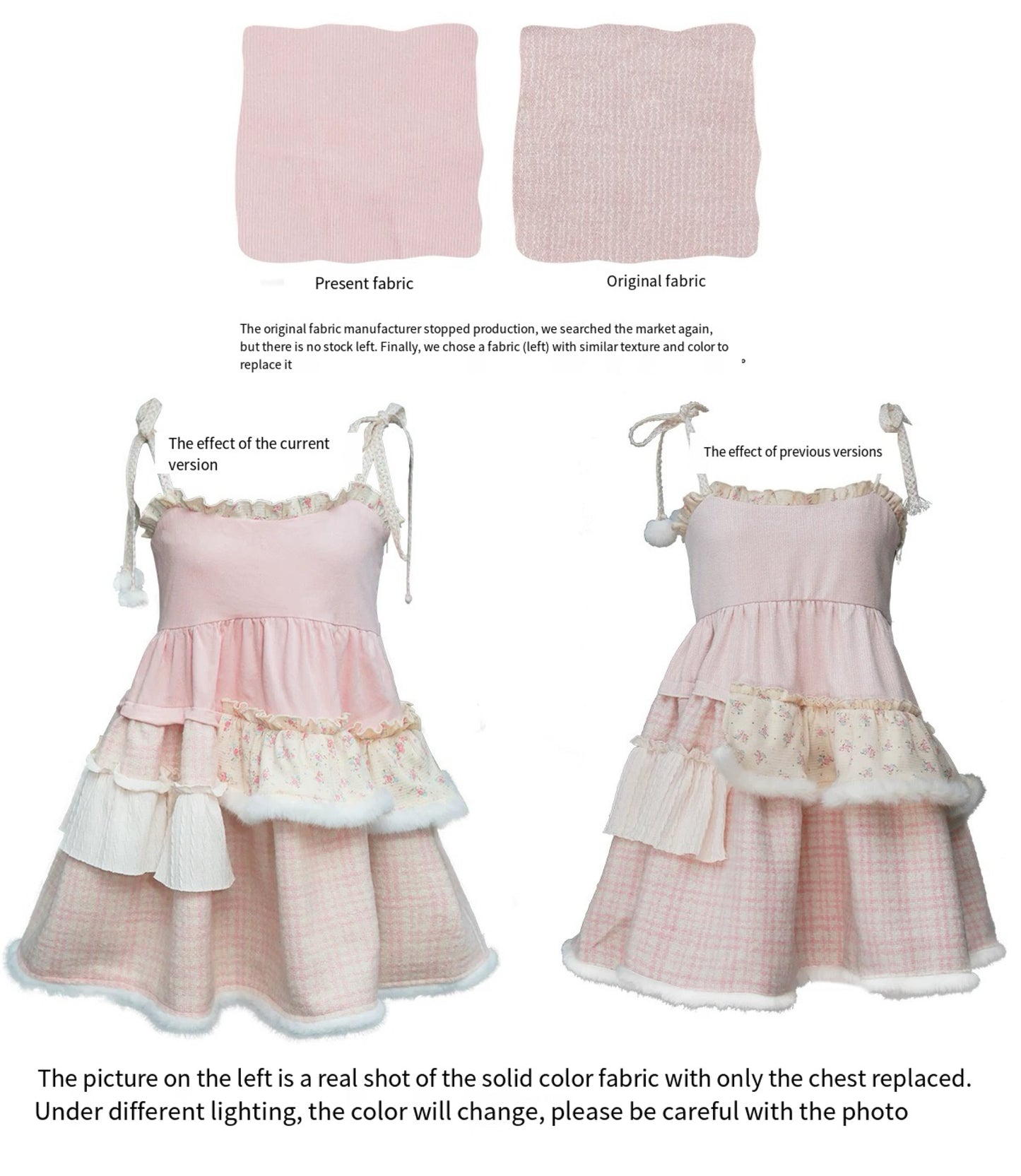[Rose Island]Pink Bunny Fluffy Strappy Dress