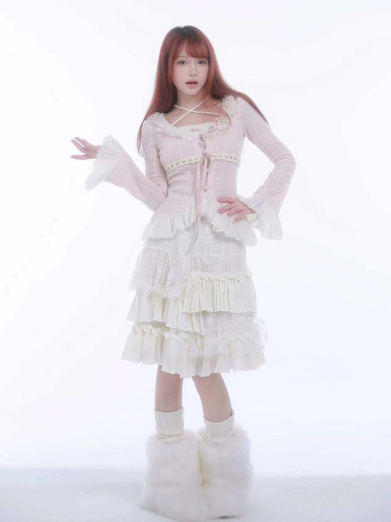 [Rose Island] Soft Cotton Dream - pink Knitting Cardigan
