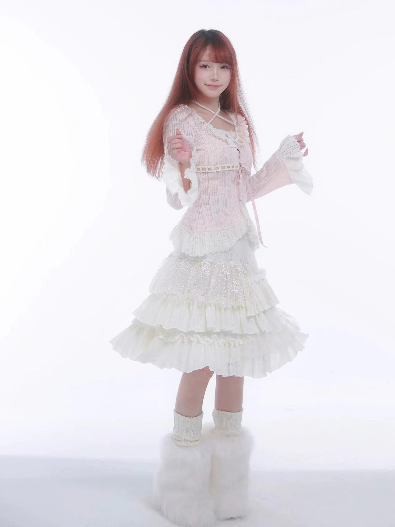 [Rose Island] Soft Cotton Dream - pink Knitting Cardigan
