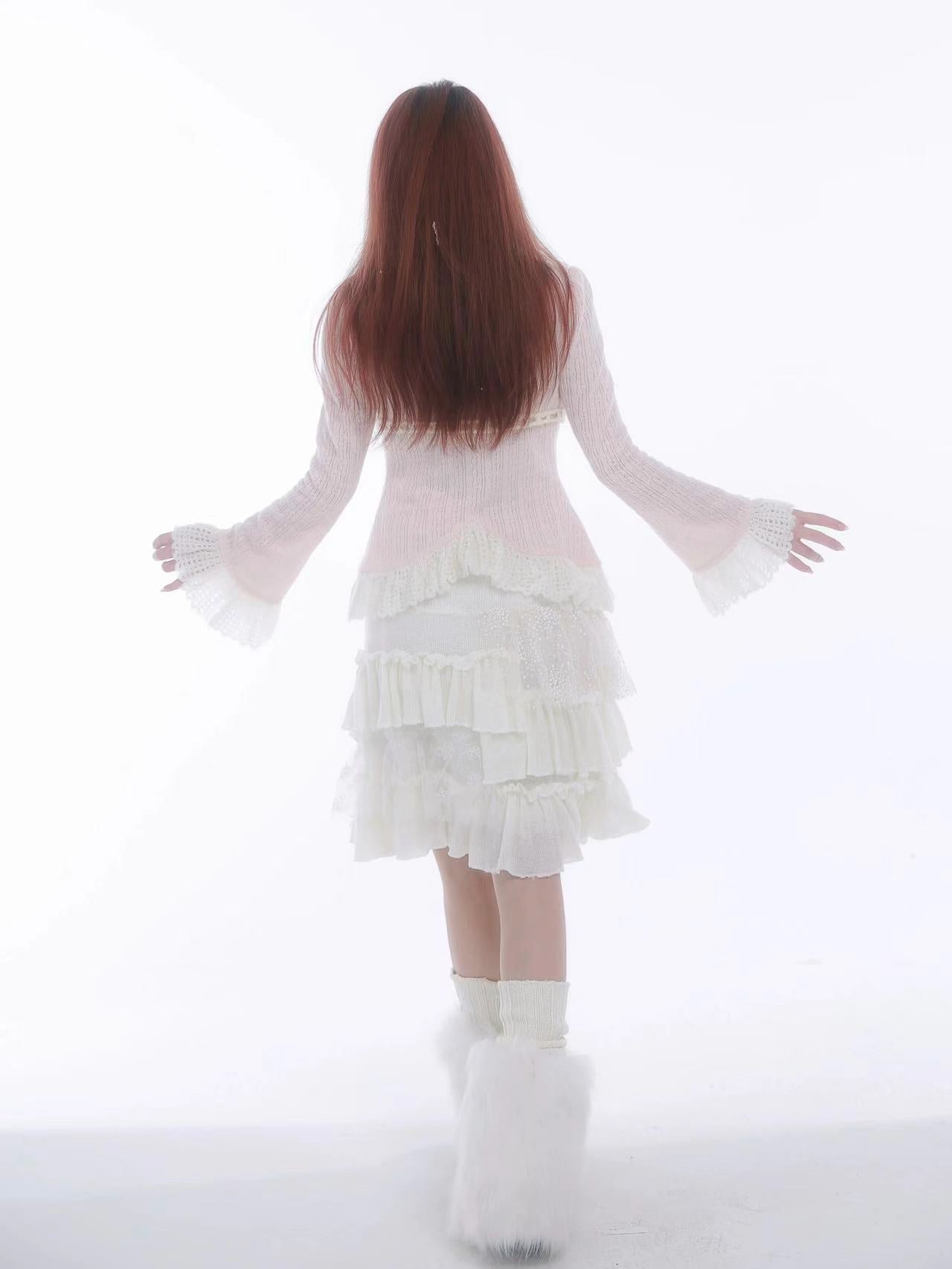 [Rose Island] Soft Cotton Dream - pink Knitting Cardigan