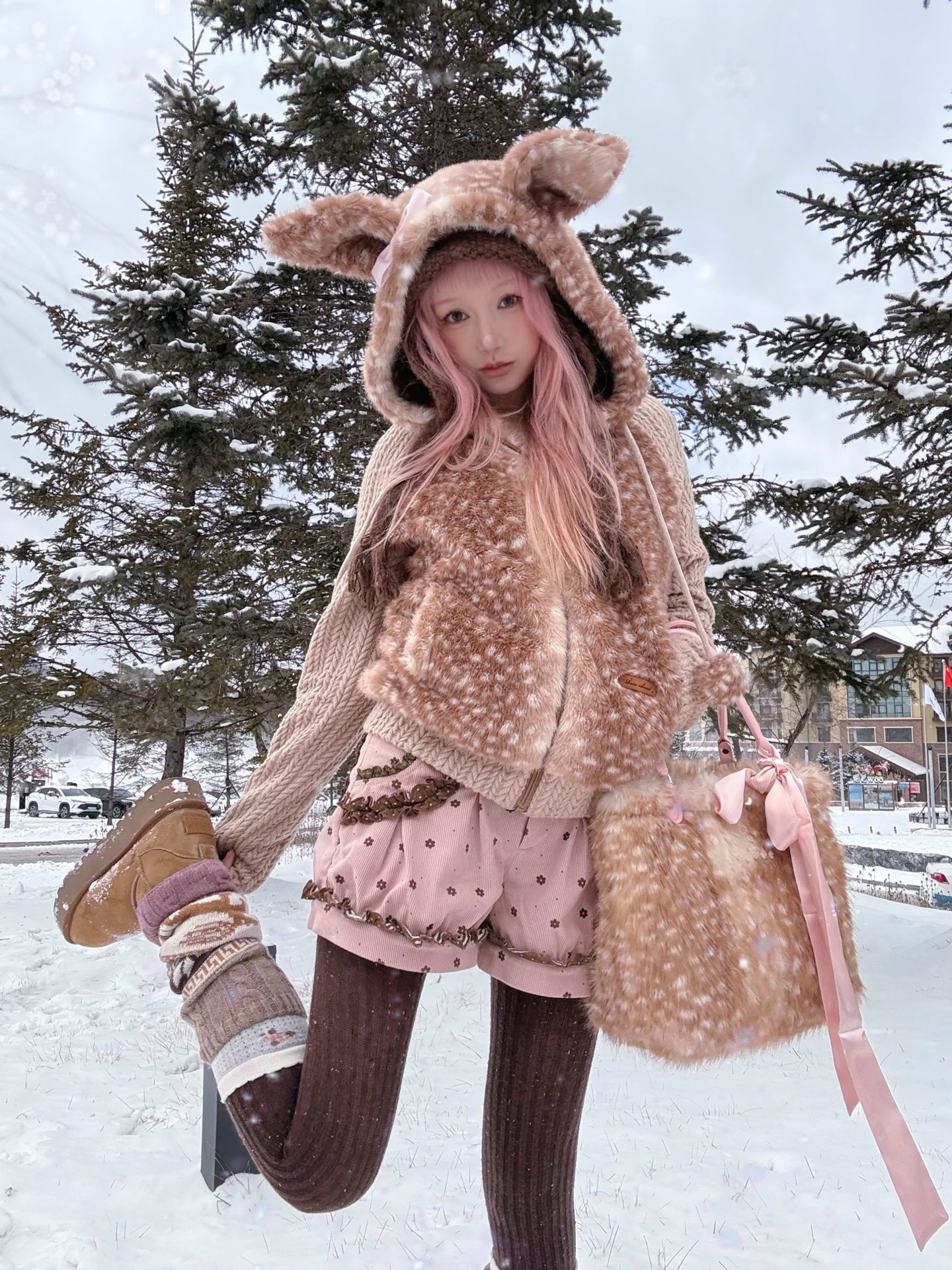 ROSE ISLAND Raspberry Thin Chocolate Corduroy Small Flower Shorts Polka Dot Ruched Pumpkin Pants