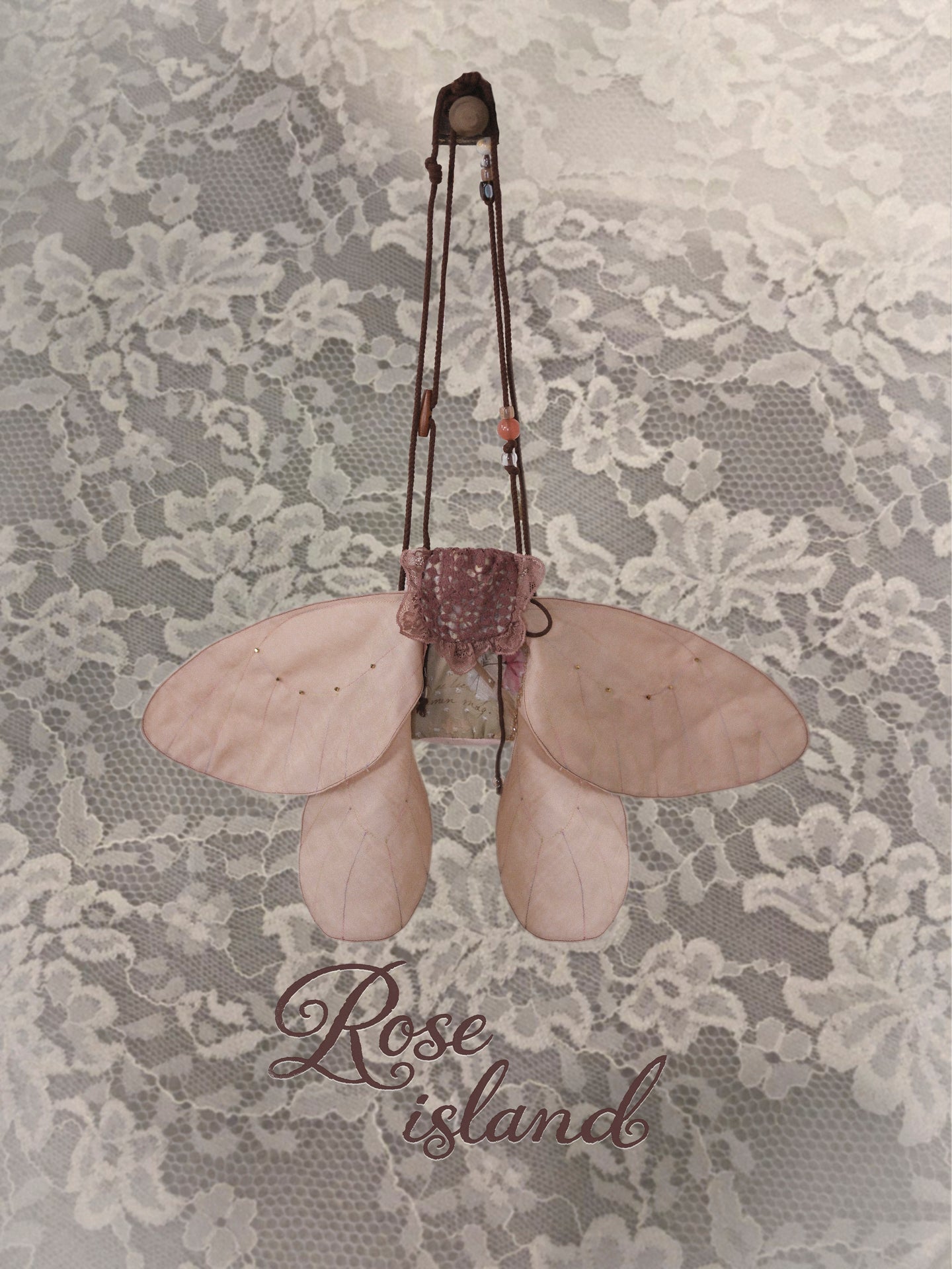 Rosé Isle Wonderful Creatures Series with Withered Wings Handmade Lace Composite Wing Single-Shoulder Bag