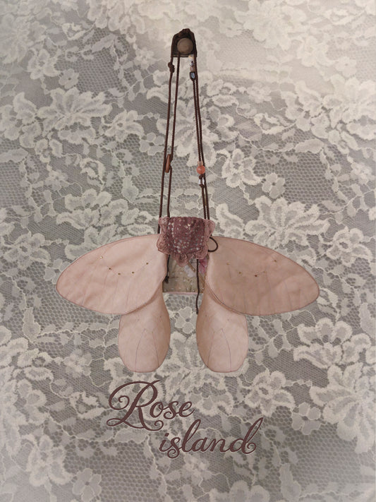 Rosé Isle Wonderful Creatures Series with Withered Wings Handmade Lace Composite Wing Single-Shoulder Bag