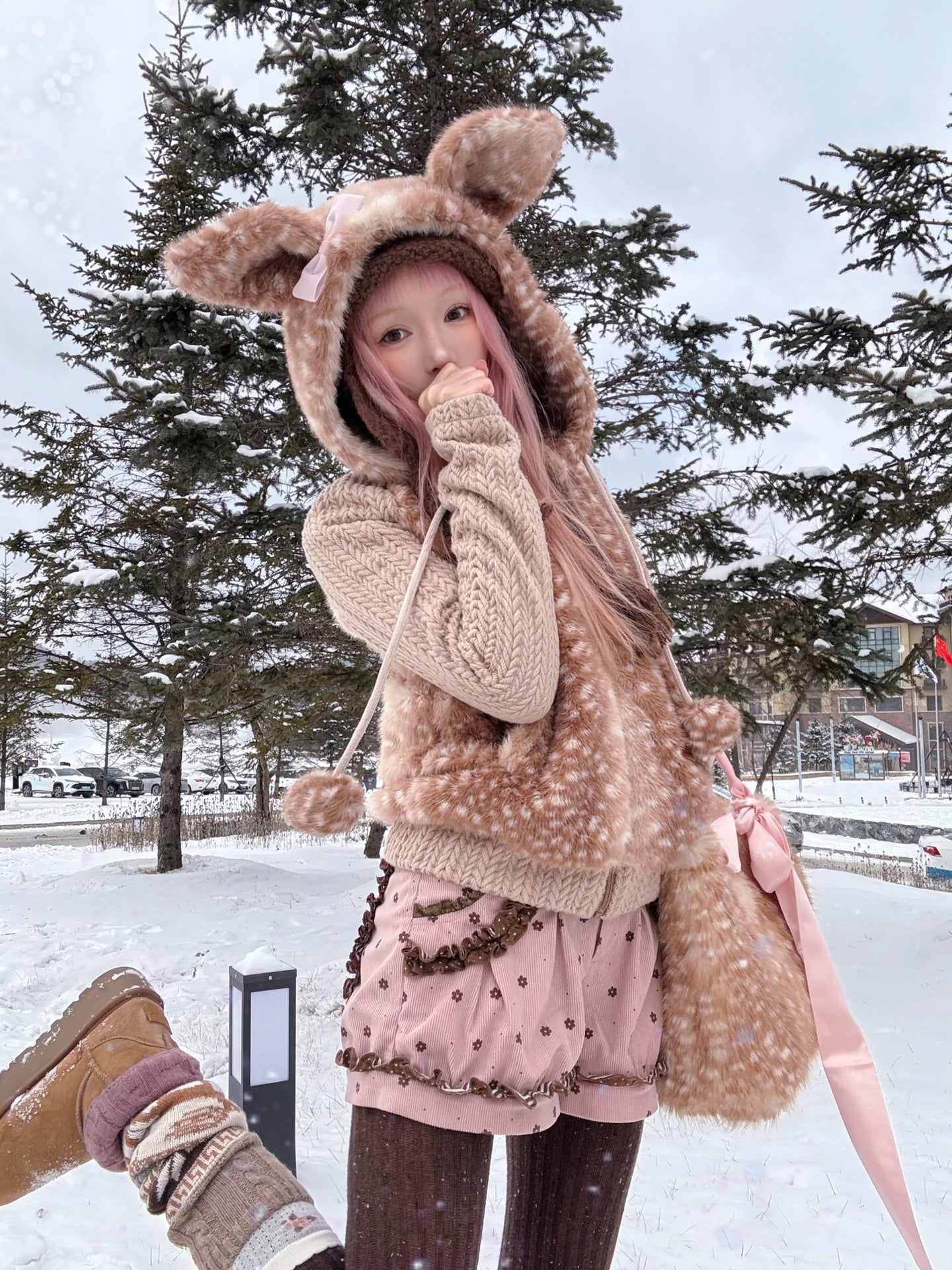 ROSE ISLAND Raspberry Thin Chocolate Corduroy Small Flower Shorts Polka Dot Ruched Pumpkin Pants