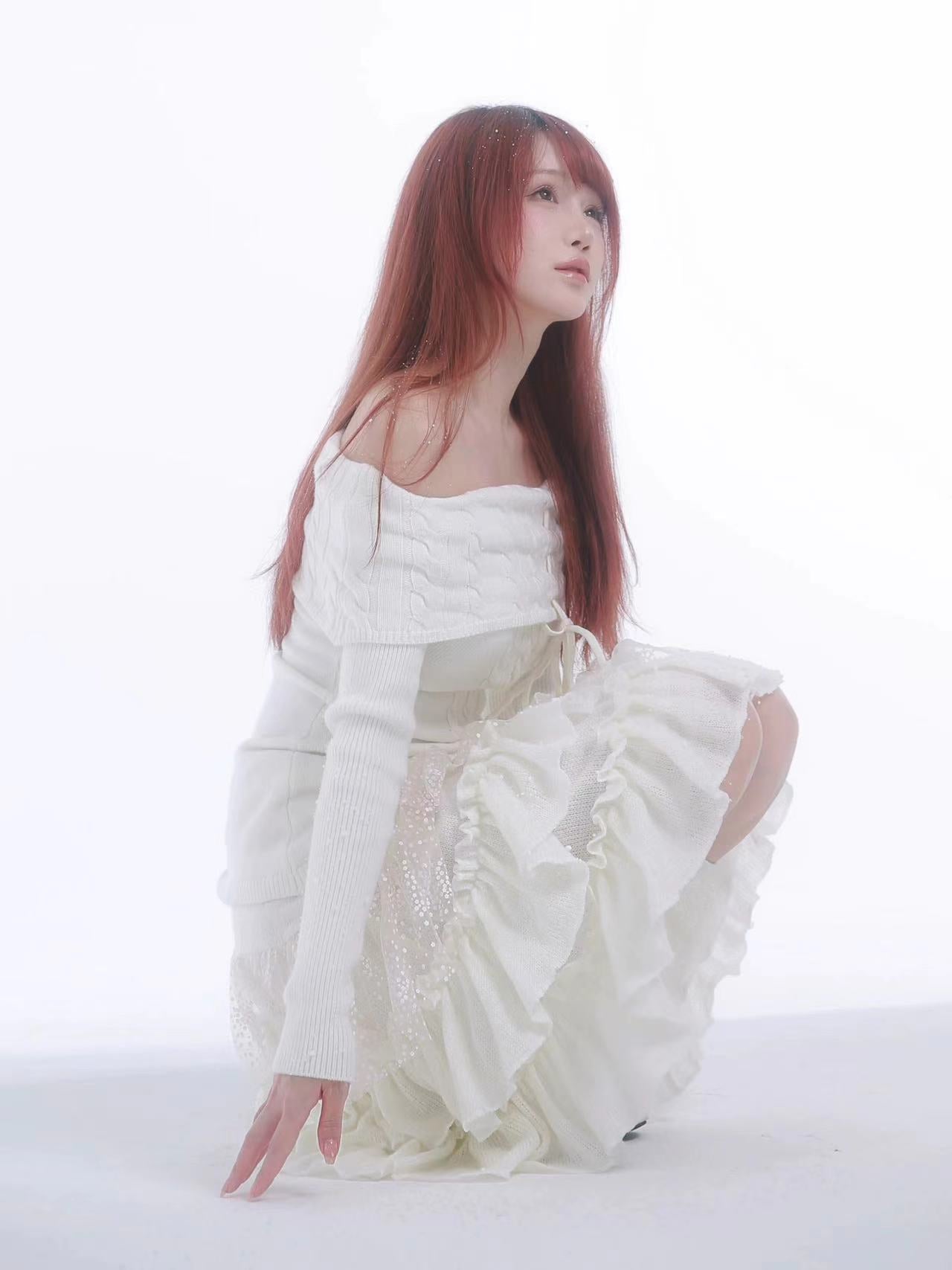 [Rose Island] The White Romance Wool-blend Sweater