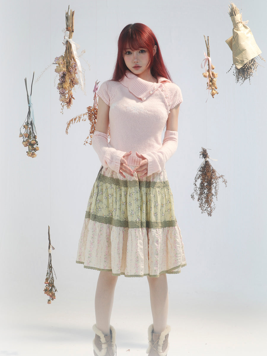 【rose island】City Elf  Floral patchwork skirt