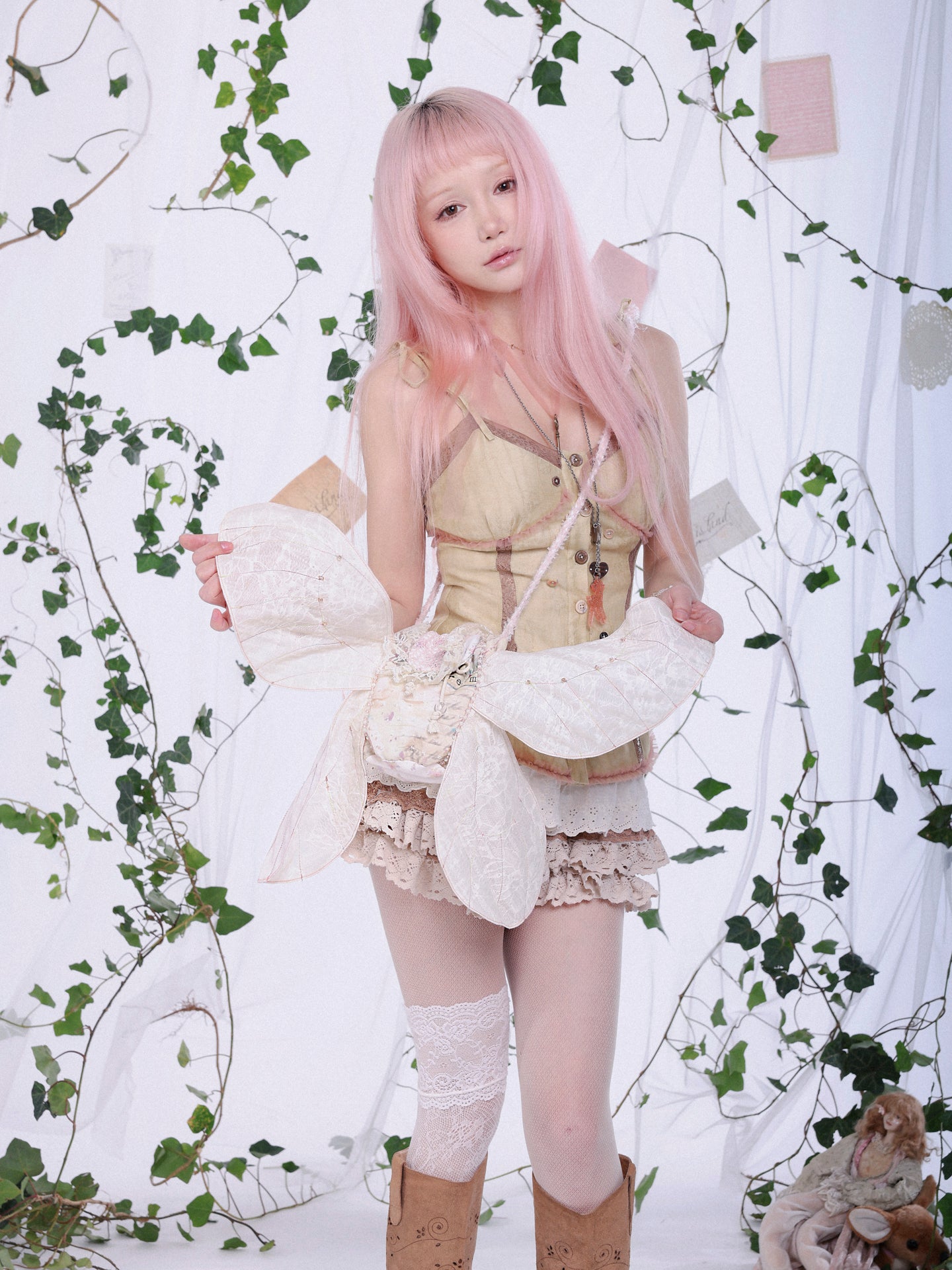 Rosé Isle Wonderful Creatures Cicada Wing Dream Handmade Lace Wing Shoulder Bag