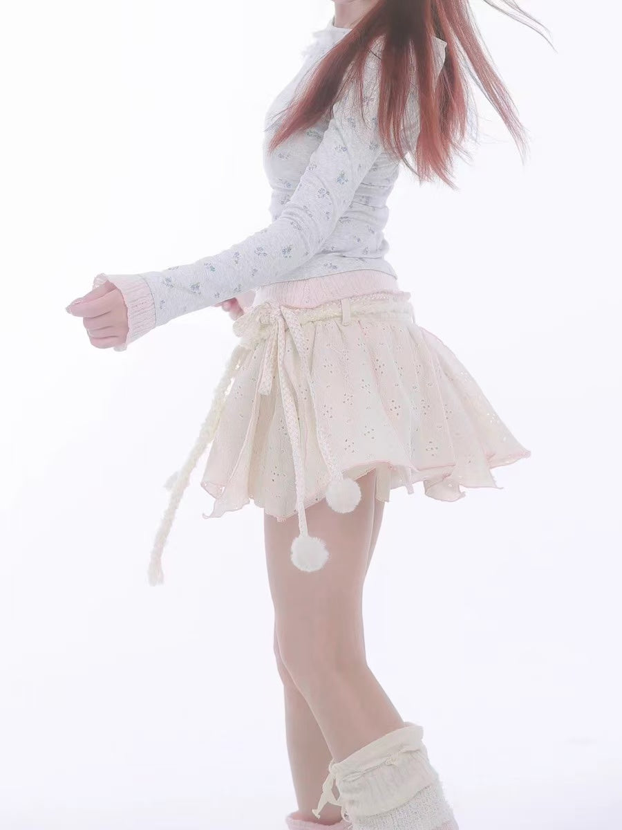 [Rose Island] Soft Cotton Dream Autumn Whisper Mini Skirt