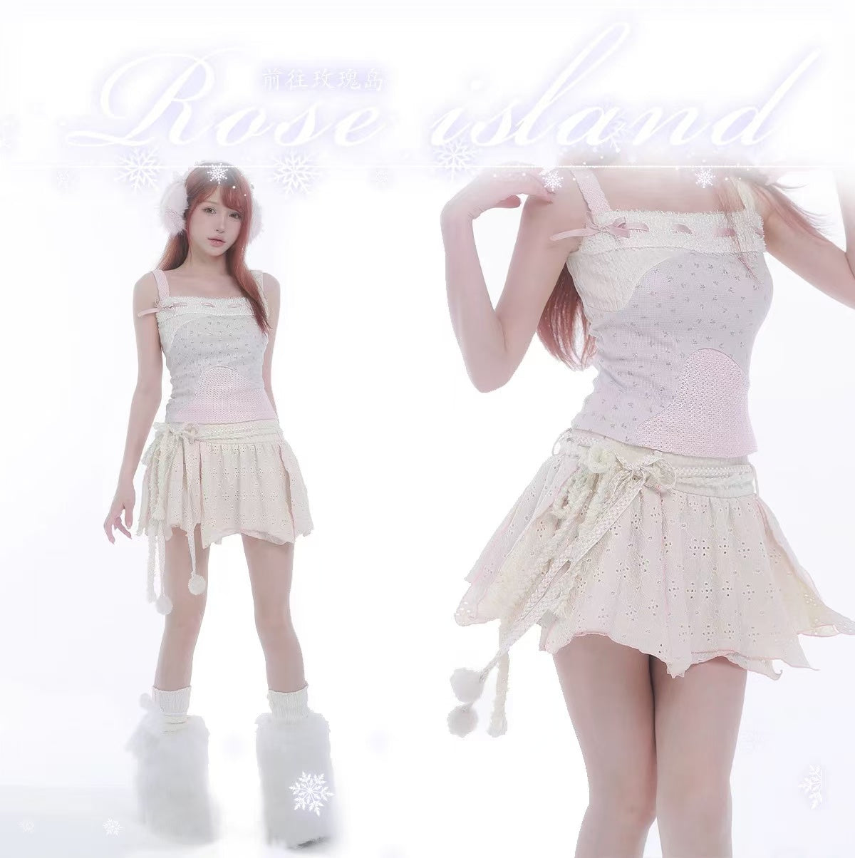[Rose Island] Soft Cotton Dream Autumn Whisper Mini Skirt